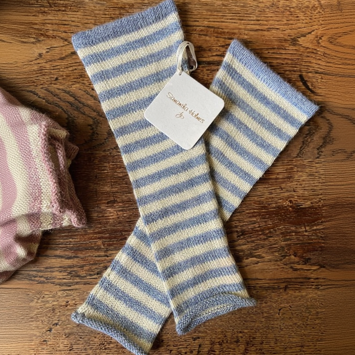 Long Striped Alpaca Wrist Warmers