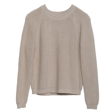 Beige knitted sweater on a white background