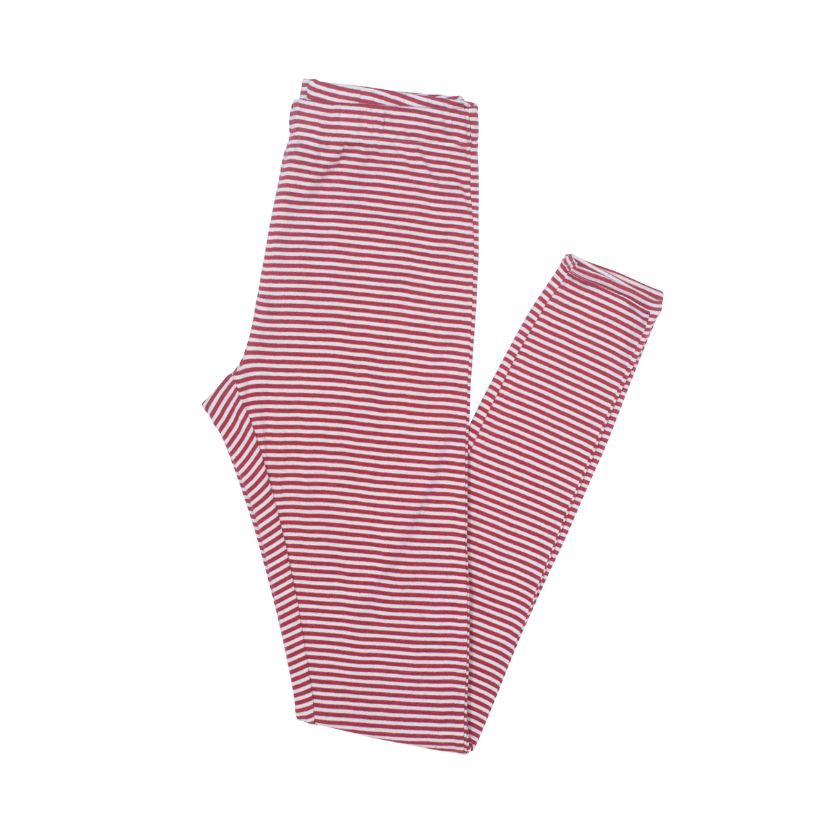 Red and white striped leggings folded flat on a white background.