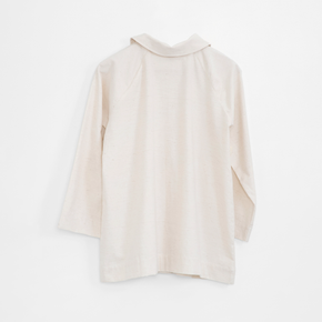 Back of off white jacket on a white background