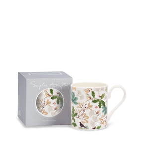 Floral mug with packaging on a white background
