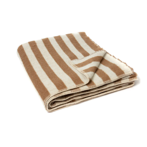 Blacksaw Stills Heirloom Blanket: Zero Dye – Tobacco/Ivory Stripe