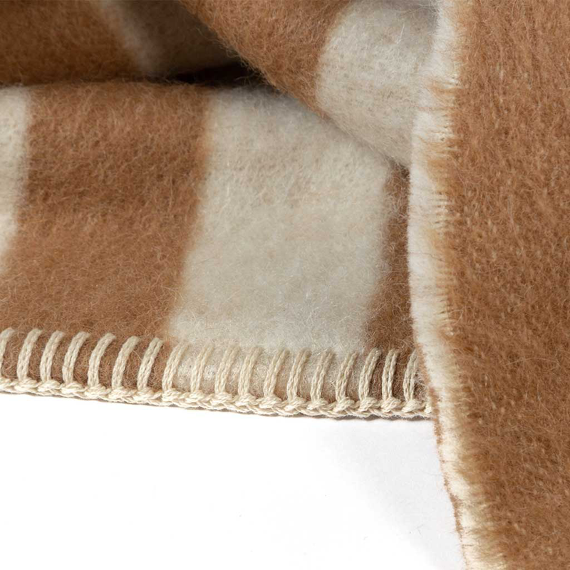 Blacksaw Stills Heirloom Blanket: Zero Dye – Tobacco/Ivory Stripe