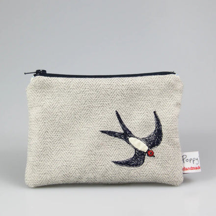 Swallow Embroidered Small Useful Purse