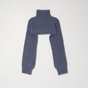 Atelier Delphine Turtle Neck Scarf - slate blue scarf with turtle neck on a neutral background
