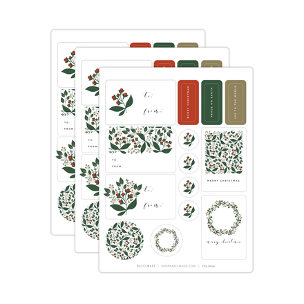 Winterberry Gift Wrap Sticker Sheets