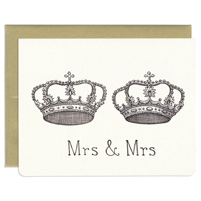 'Mrs. & Mrs' Royal Crowns Wedding Card