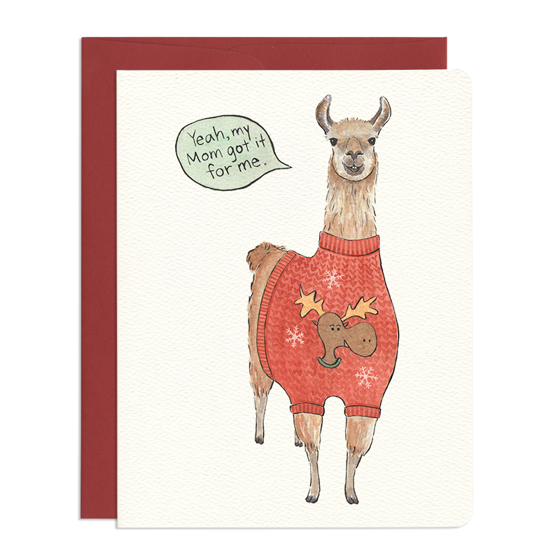 'Ugly Sweater Llama' Card