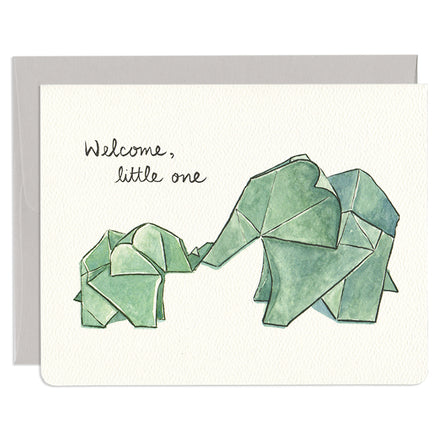 'Origami Elephants' Newborn Card