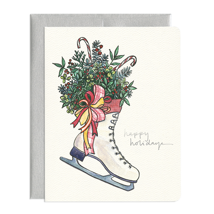 'Figure Skate Wreath' Holiday Card