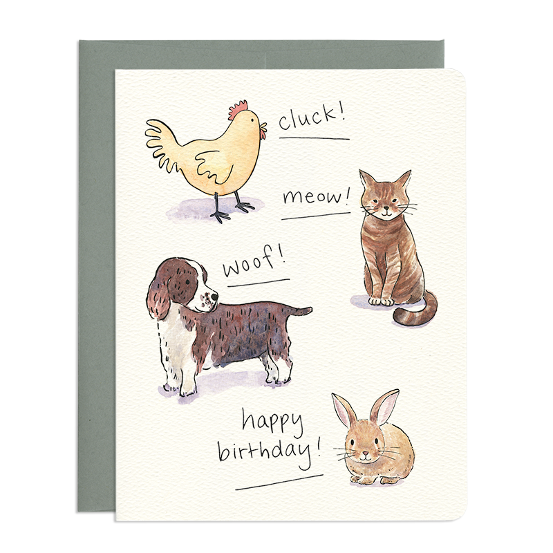 'Animal Sounds' Birthday Card