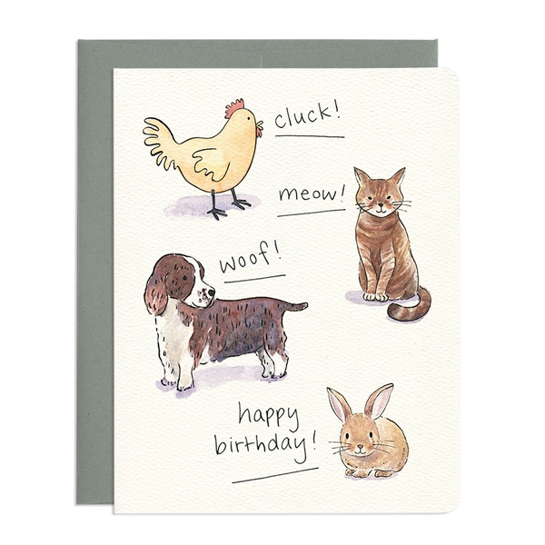 'Animal Sounds' Birthday Card