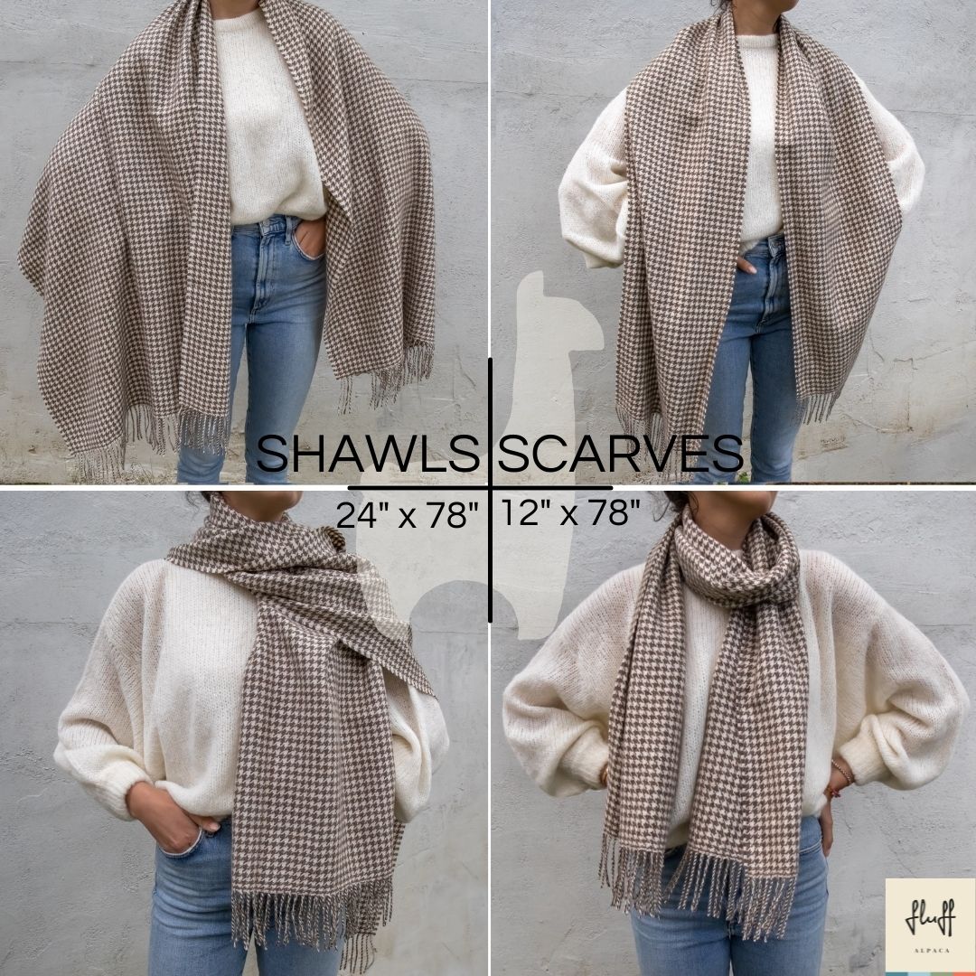 Fluff Diamond Pattern Baby Alpaca Scarf - 100% Baby Alpaca