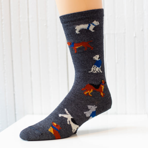 Red Maple Dog Pattern Alpaca Socks