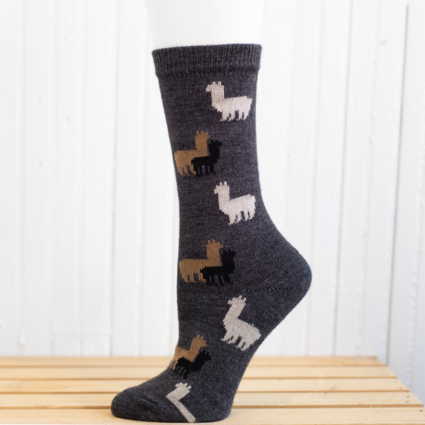 Red Maple Natural Herd Pattern Alpaca Socks