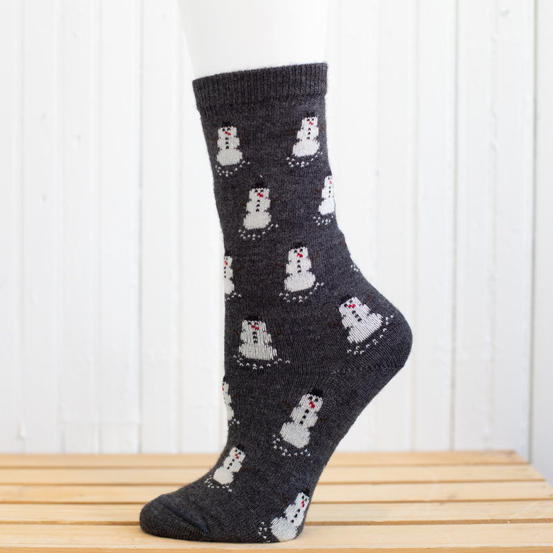 Red Maple Snowman Pattern Alpaca Socks