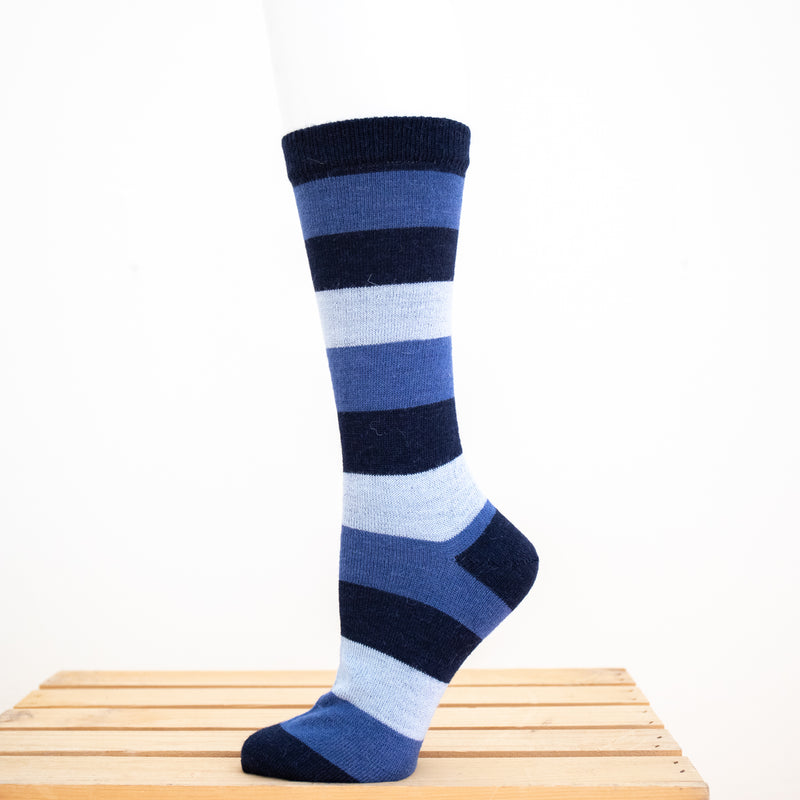 Wide-Striped Alpaca Dress Socks