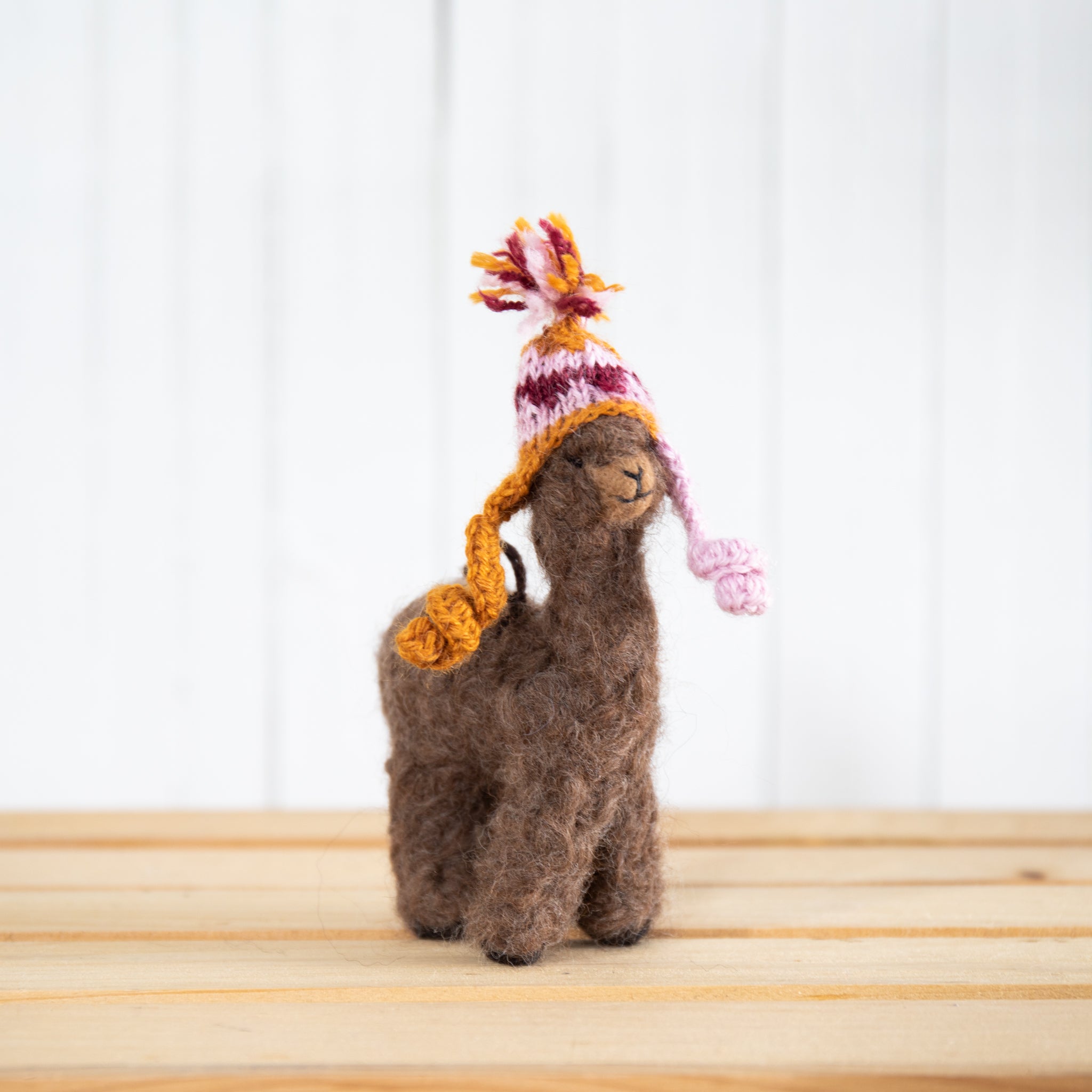 Felted Alpaca Cria with Hat
