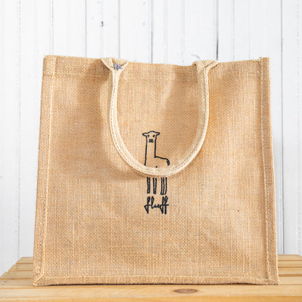 Fluff Alpaca Square Jute Tote Bag