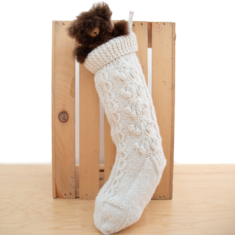 Miriam's Hand-Knit Cable Alpaca Christmas Stocking