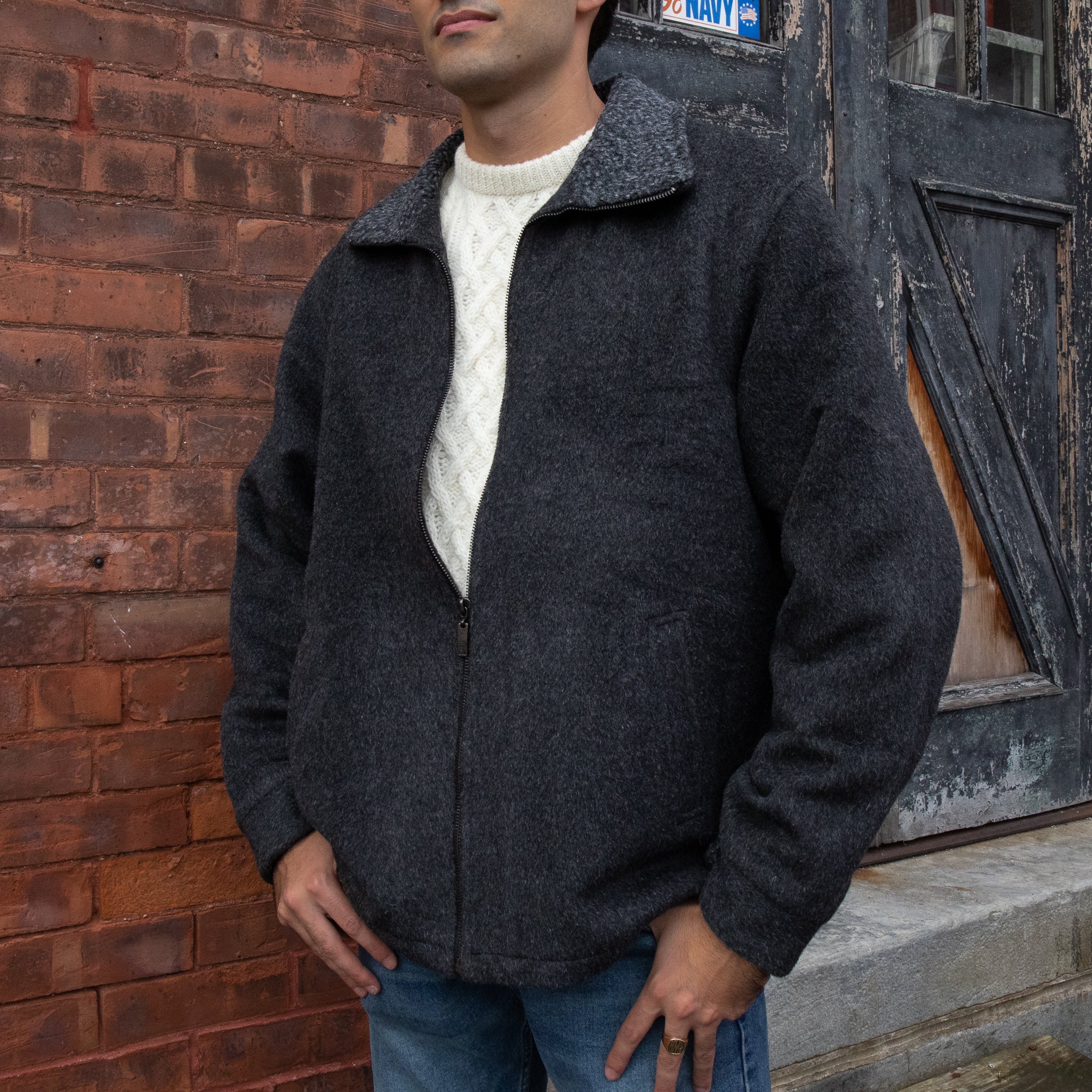 Men's Peruvian Link Alpaca Barn Jacket | Fluff Alpaca
