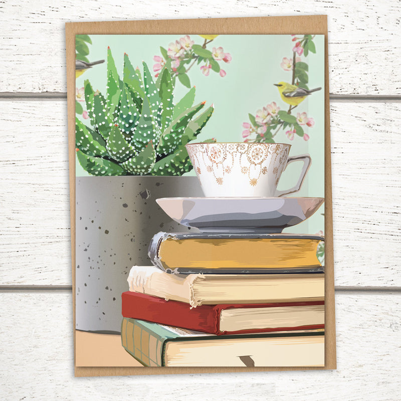 'Teacup & Succulent' Greeting Card