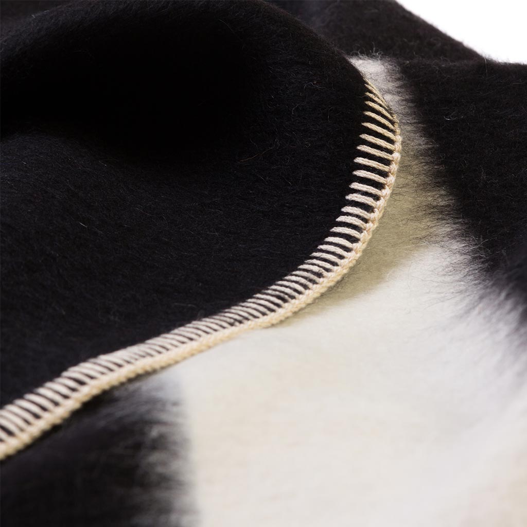 Siempre Recycled Alpaca Blanket - Black/Ivory Stripe, Queen Size
