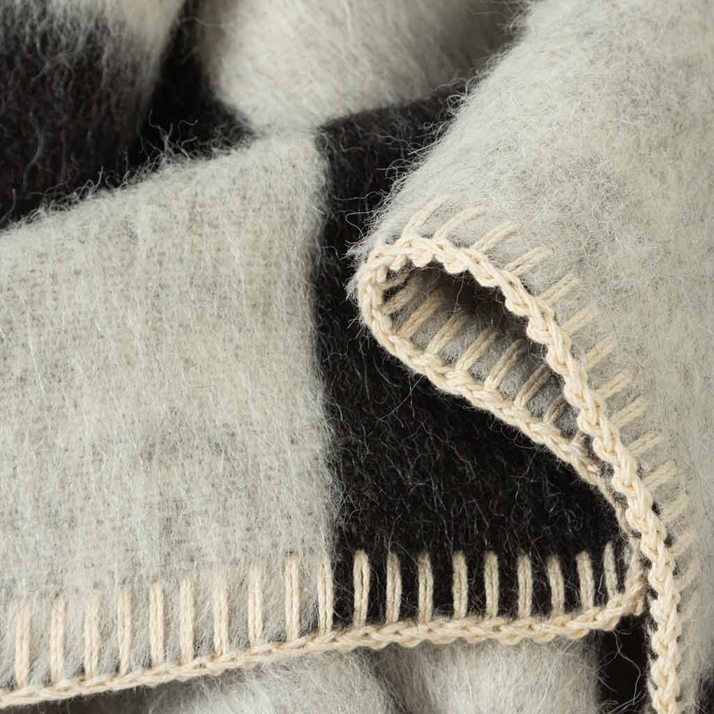 Blacksaw Crosby Heirloom Blanket – Black/Ivory Check