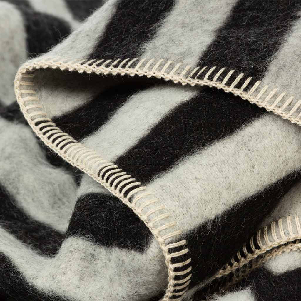 Stills Heirloom Alpaca Blanket – Black/Ivory Stripe