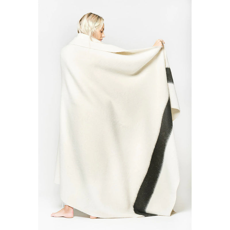 Blacksaw Siempre Recycled Blanket - Ivory/Black Stripe, Queen Size