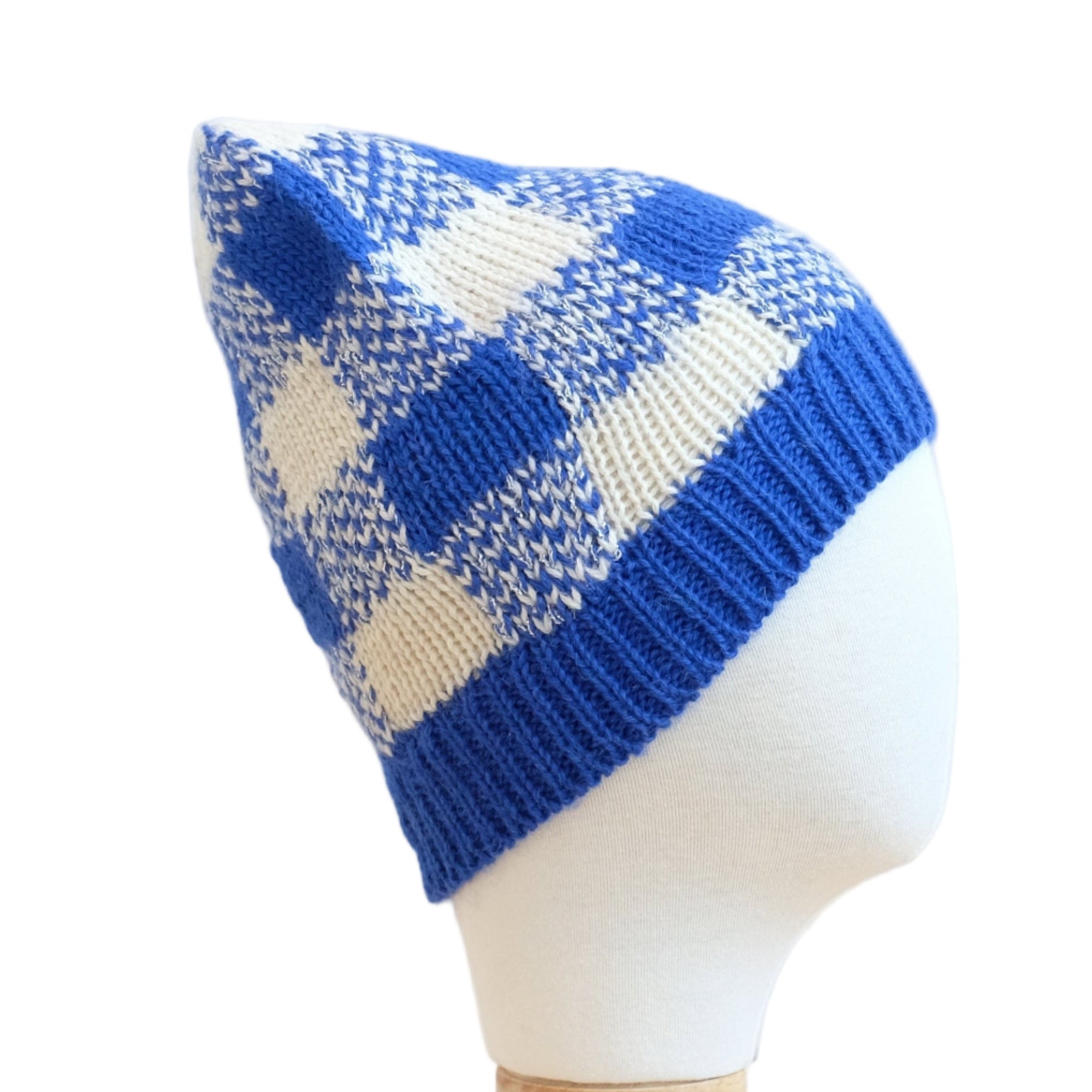 Gingham Check Alpaca Hat