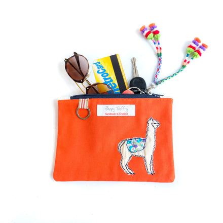 Fluff Alpaca x Poppy Treffry Flat Embroidered Purse with Key Ring