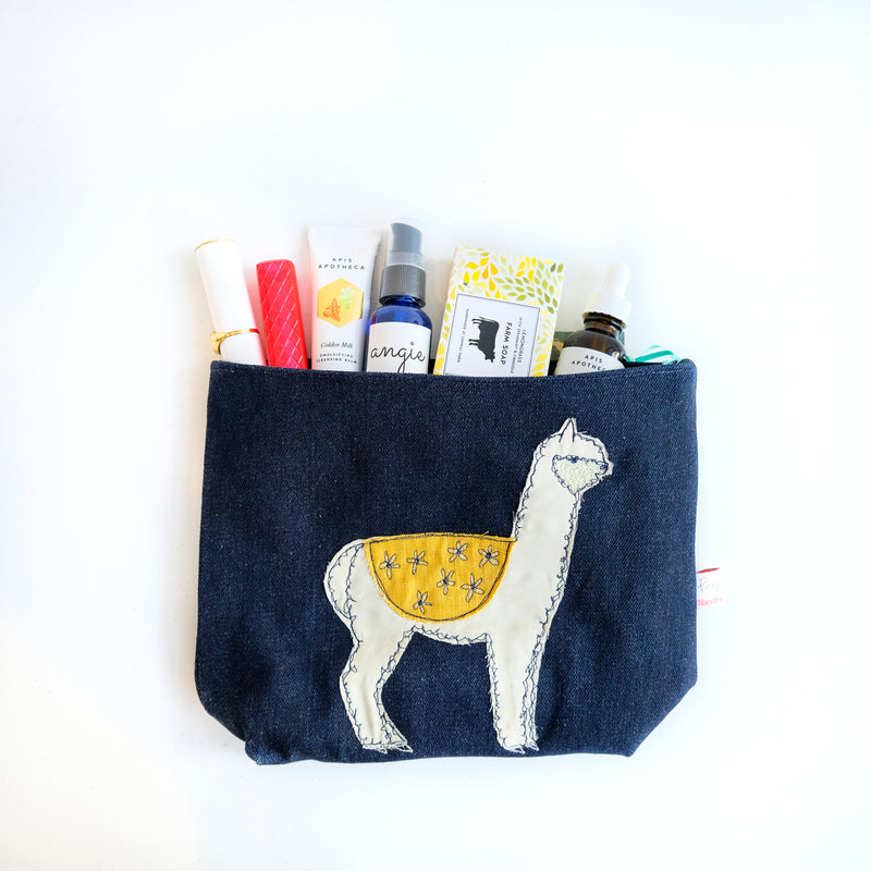 Fluff Alpaca x Poppy Treffry Embroidered Wash Bag