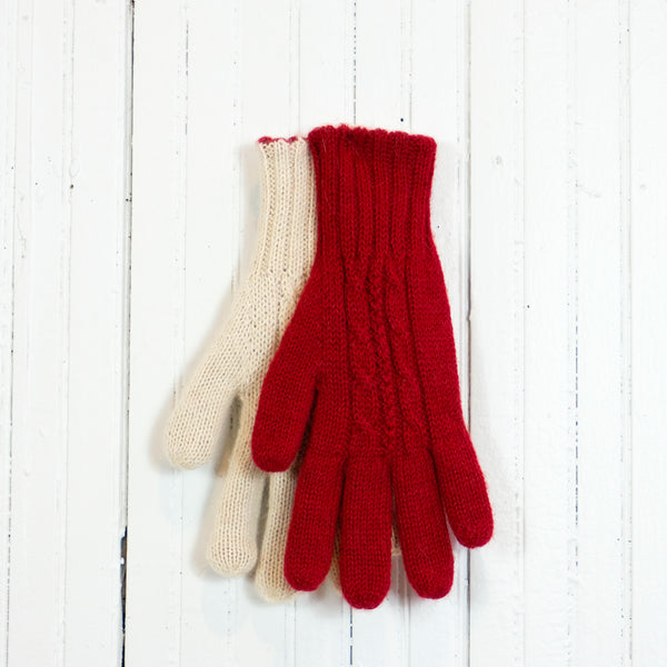 Reversible Cable-Knit Baby Alpaca Gloves