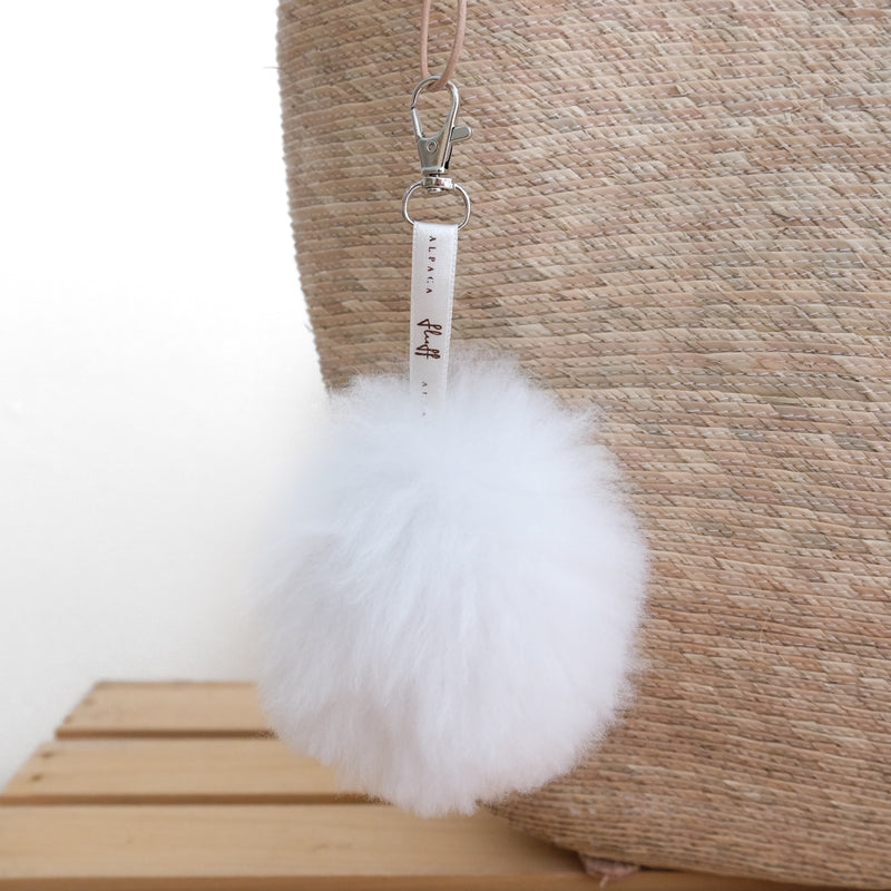 Fluffball Alpaca Fur Pompom Keychain Natural