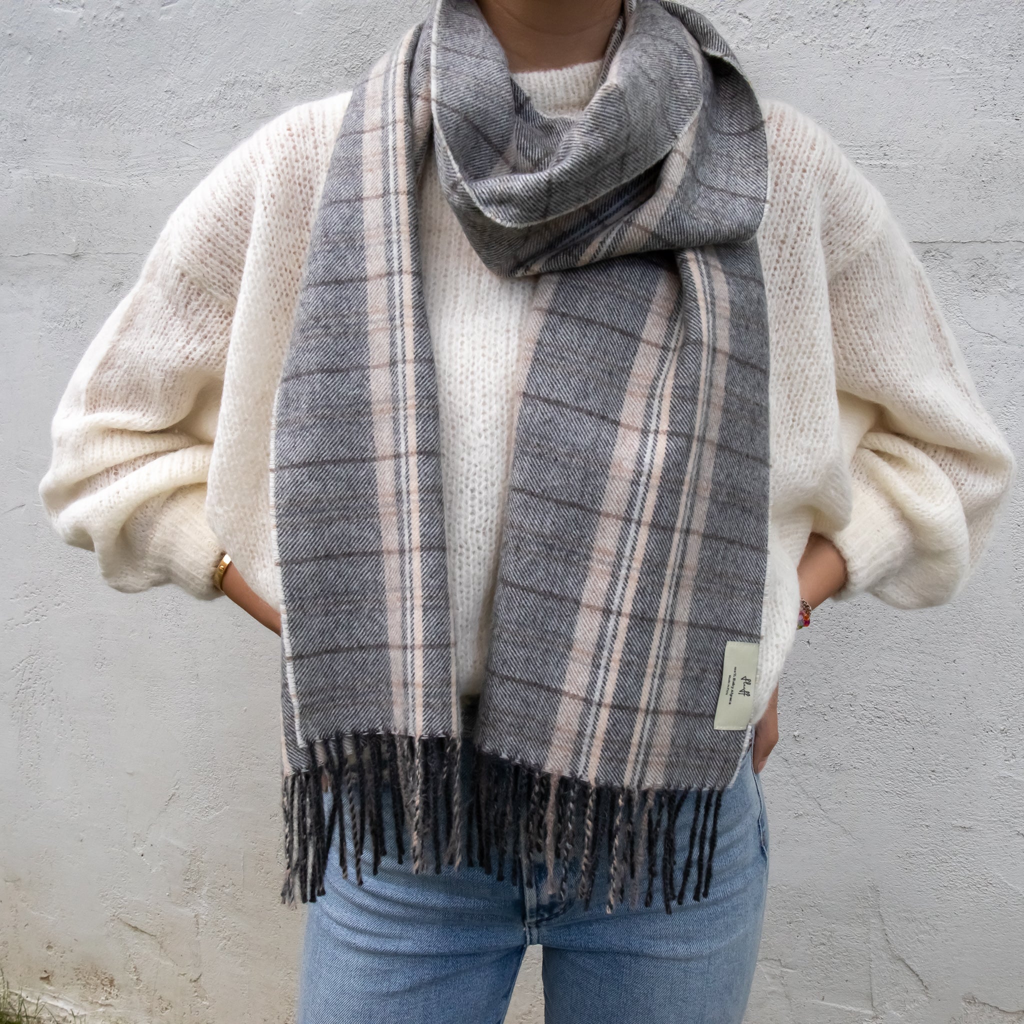 Plaid Baby Alpaca Scarf