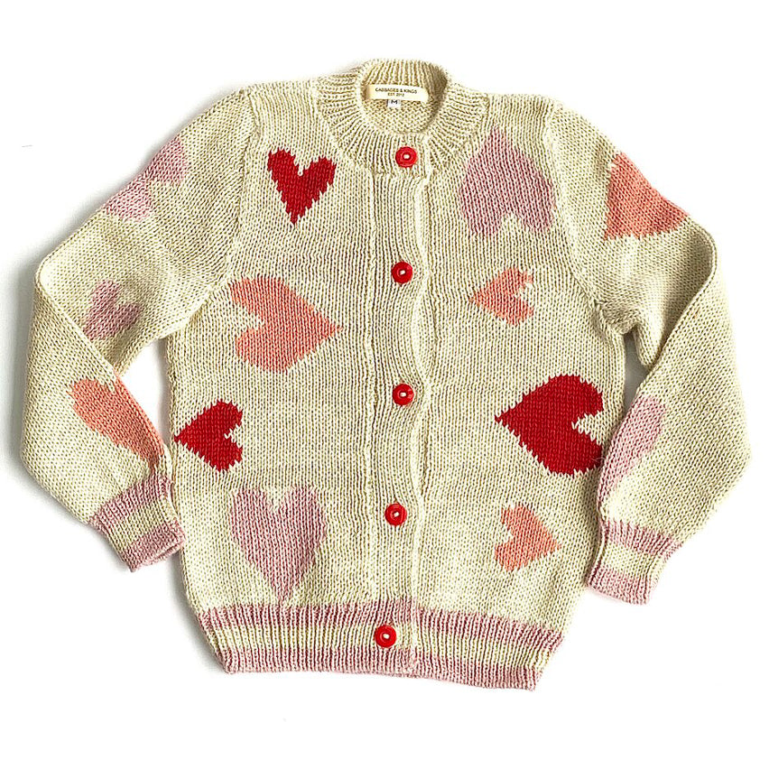 Ivory Hearts Alpaca Cardigan