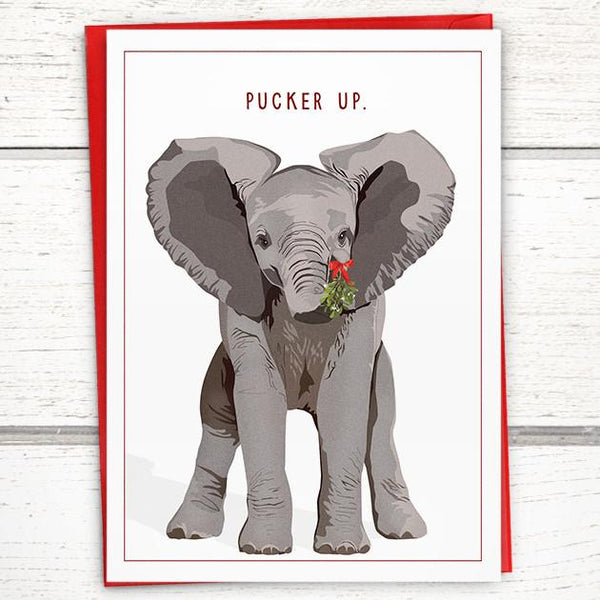 'Pucker Up Elephant' Holiday Card