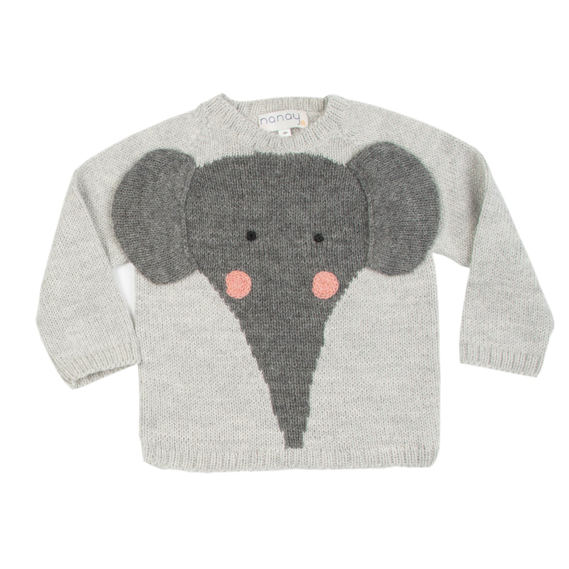 Nanay Floppy Ears Elephant Sweater in Light Grey