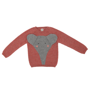 Nanay Floppy Ears Elephant Baby Alpaca Sweater in Pink