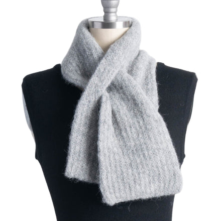 Gray scarf on a mannequin with a white background