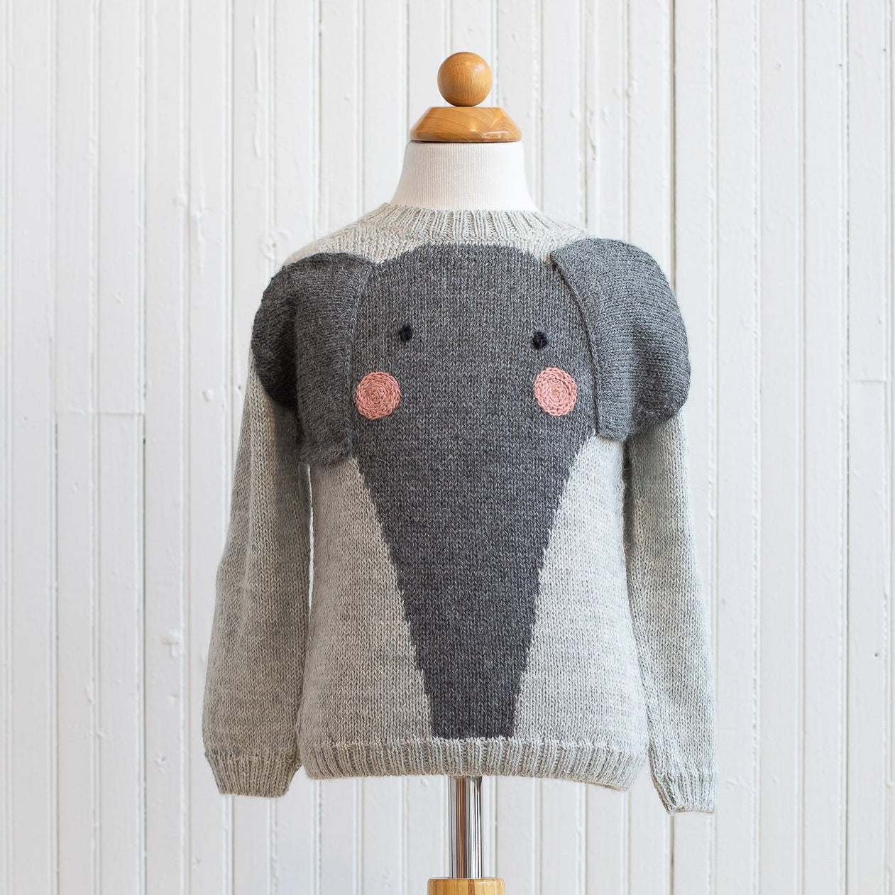 Nanay Floppy Ears Grey Elephant Alpaca Sweater