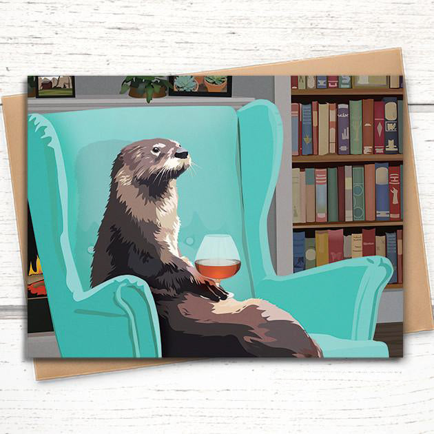 'Otter with a Brandy' Card