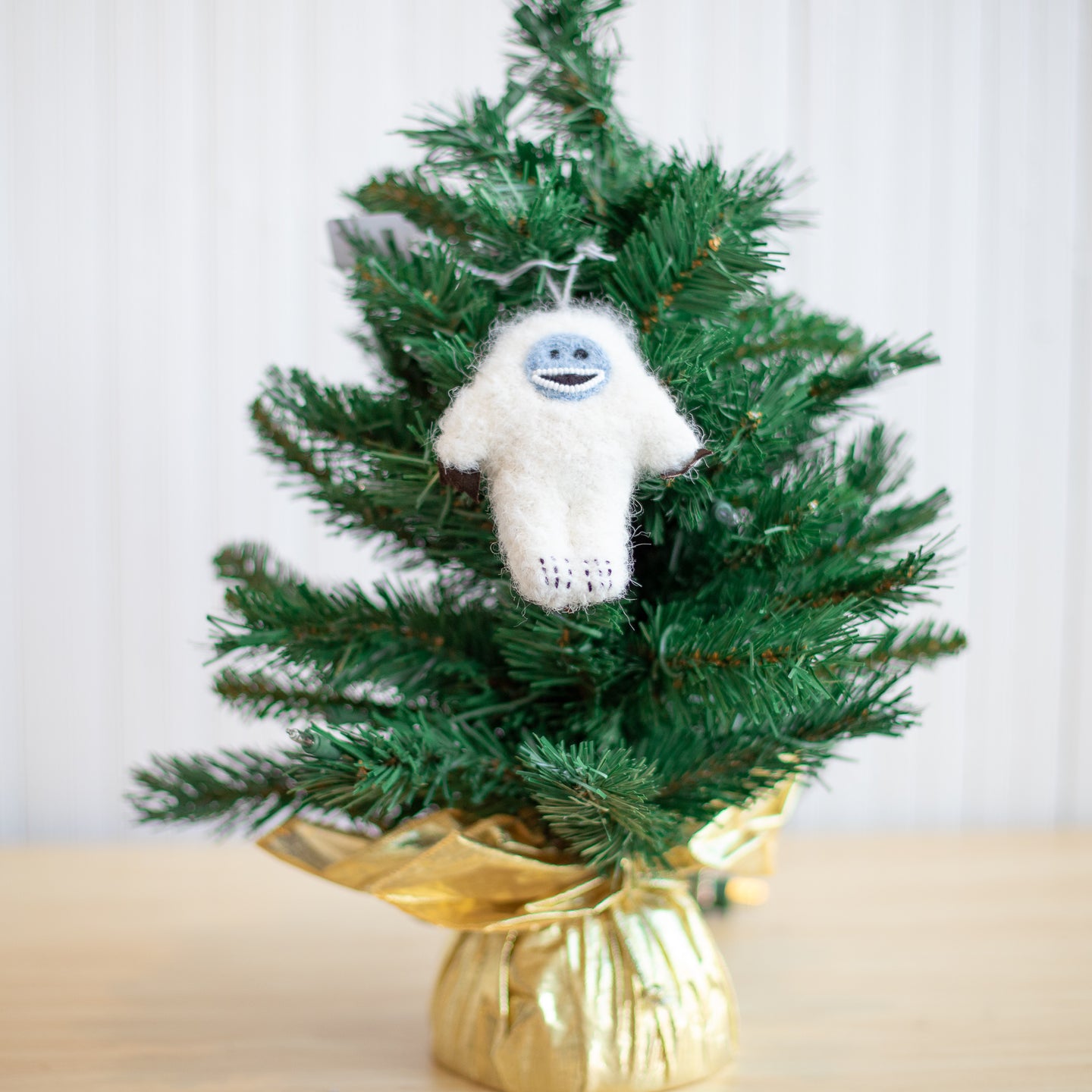 Handmade White Yeti Felt Ornaments, Set of 2 - Gifts With Humanity