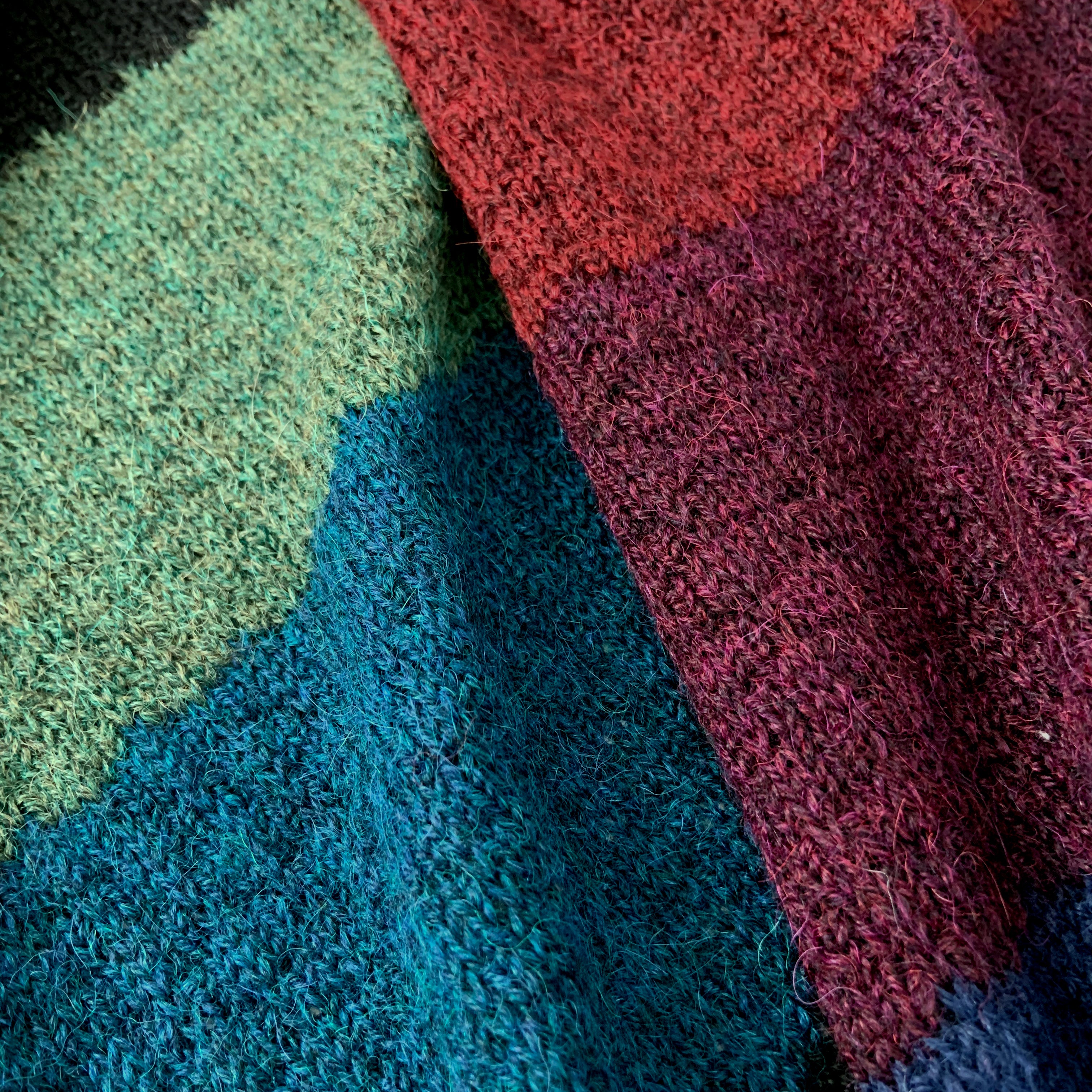 Handmade Color Block Alpaca Scarf
