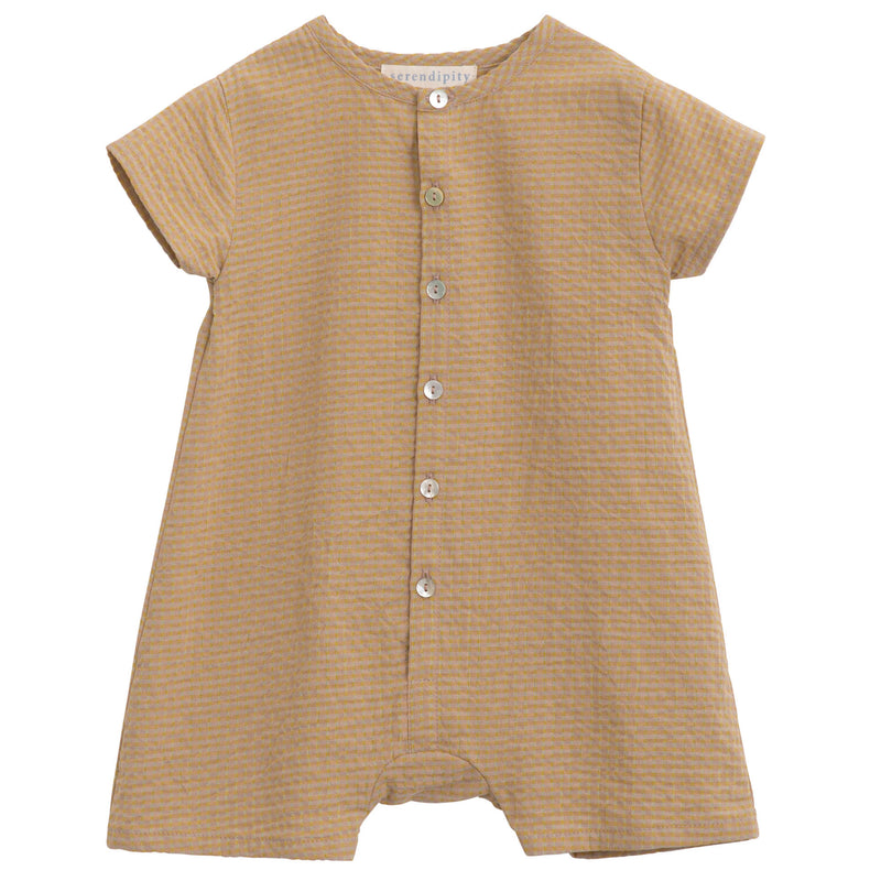 Serendipity Baby Button Suit - 100% GOTS Cotton, a pastel orange button down onesie against a white background