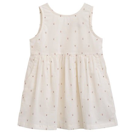 Serendipity Kid's Peasant Dress - 100% Organic Cotton | Fluff Alpaca, white peasant dress on a white background