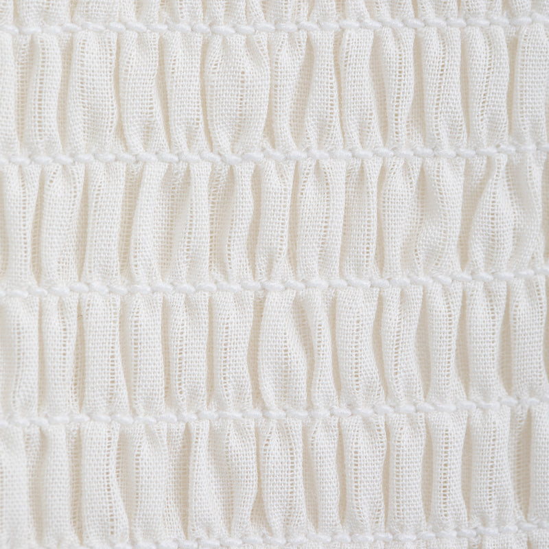Serendipity Women's Smock Top - 100% GOTS Cotton, closeup shot of smock top ribbed texture