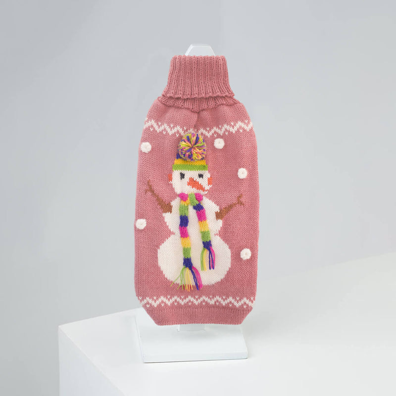 Alqo Wasi Pink Snowman Dog Sweater