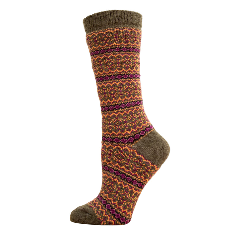 Knitted sock with a pattern on a white background